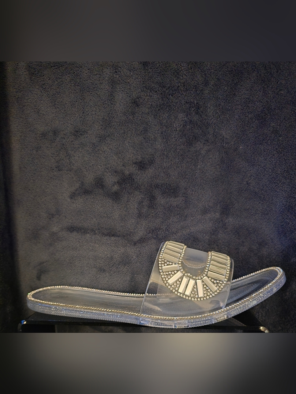 Jane By Lauren Lorraine Clear Slide Sandal with Silver Accents - Picture 5 of 9